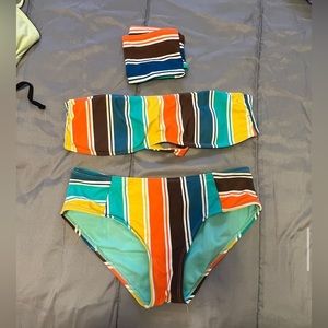 optional arm sleeves, two piece multi colored bikini